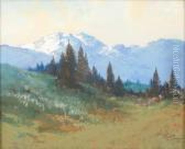 Mountain Landscape Oil Painting by Edward Henry Pohl
