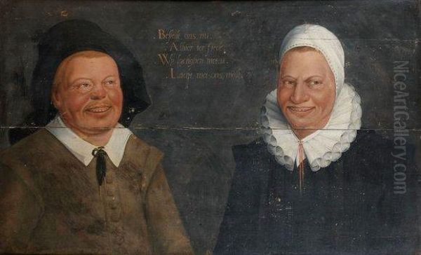 Autoportrait De L'artiste Et De Sa Femme Rachel Ruysch Oil Painting by Juriaen Pool