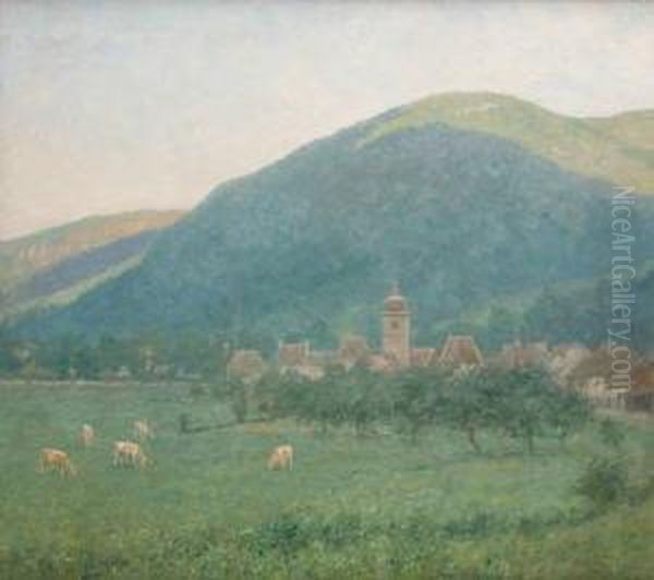 Matin A Nans Sous Sainte Anne, Doubs Oil Painting by Oswald Poreau