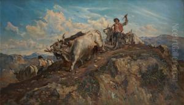 Le Sillon En Montagne Oil Painting by Jules Postel
