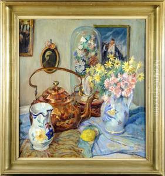 Nature Morte Aux Fleurs Oil Painting by Jules Postel