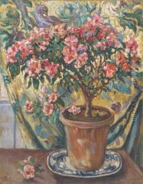 Azalees En Pot Oil Painting by Jules Postel