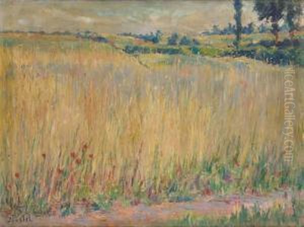 Fenaison Oil Painting by Jules Postel