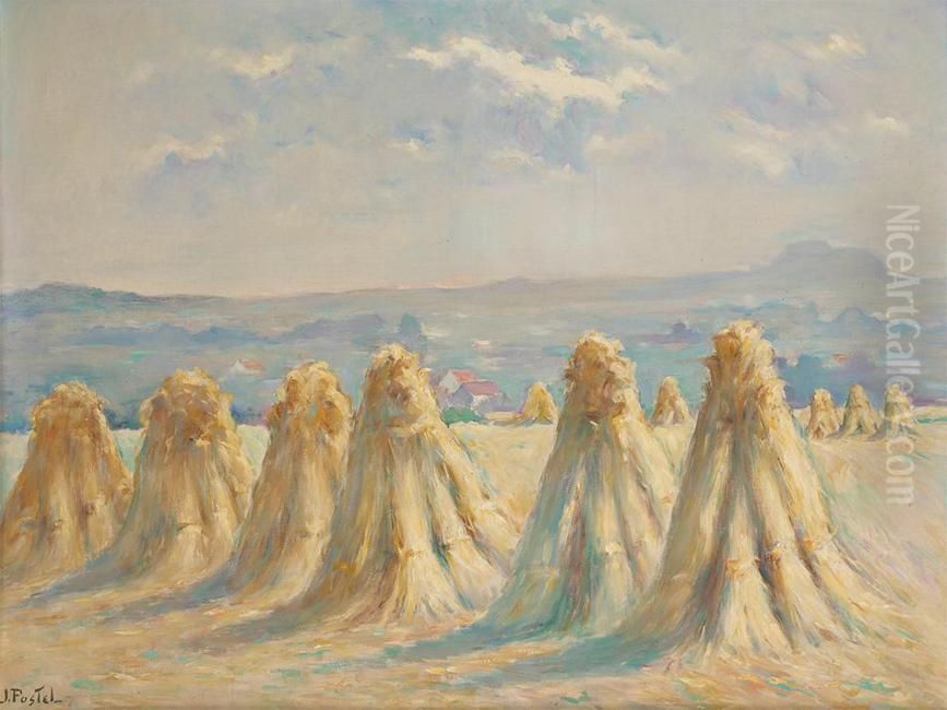 Fenaison Oil Painting by Jules Postel