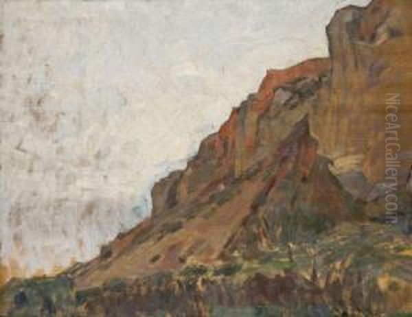 Vue D'une Falaise Rocheuse Rose Oil Painting by Eugene Robert Pougheon