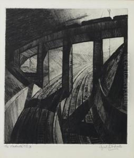The Viaduct Oil Painting by Cyril Edward Power