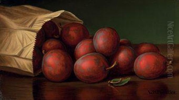 Bag Of Plums Oil Painting by Levi Wells Prentice