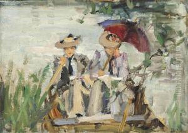 A Day On The River Oil Painting by Bertram Walter Priestman