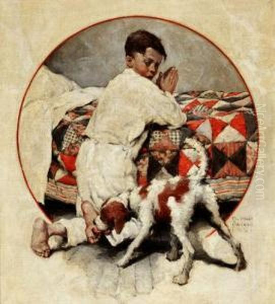 Bedtime Prayers Oil Painting by William Mead Prince