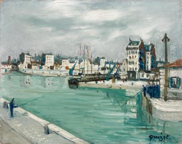 Le Port D'honfleur Oil Painting by Alphonse Leon Quizet