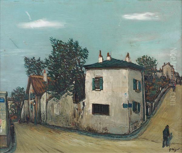 Angle De Rue A Montmartre Oil Painting by Alphonse Leon Quizet