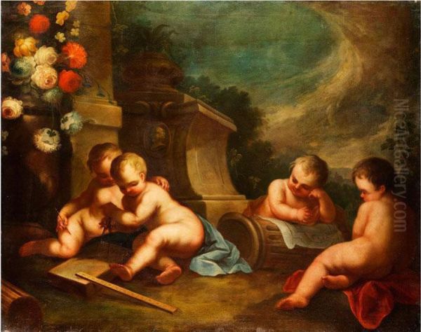 Allegorie Der Architektur Oil Painting by Michele Antonio Rapous