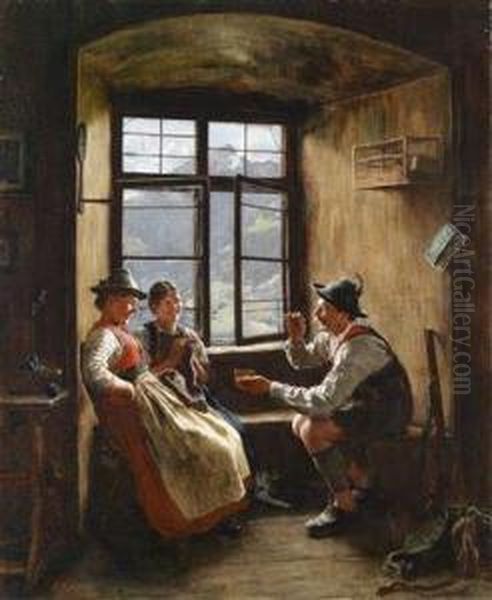 The Hunterresting Oil Painting by Emil Rau