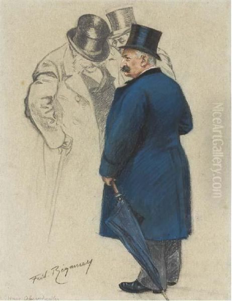 Portrait De Monsieur Lange De Profil A Gauche, Son Bras Appuye Surun Piedestal Oil Painting by Frederic Regamey