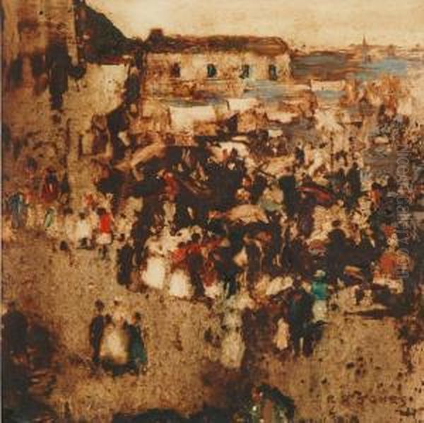 Market Day Oil Painting by Edgar James Bush Reginald