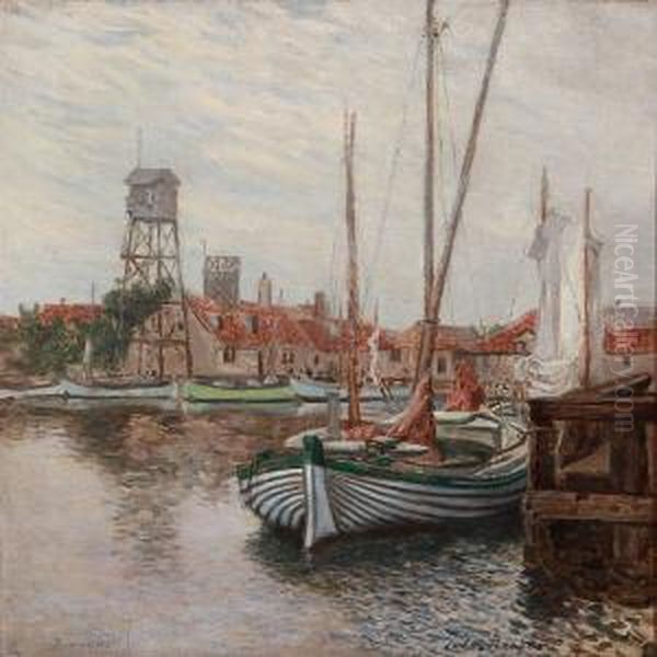 Summer Day At Dragor Harbour Oil Painting by Julius Christian Rehder