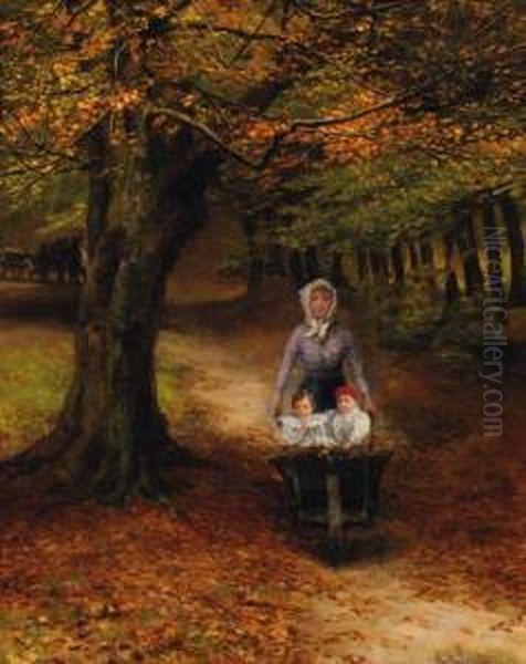 Along The Woodland Path Oil Painting by Julius Christian Rehder