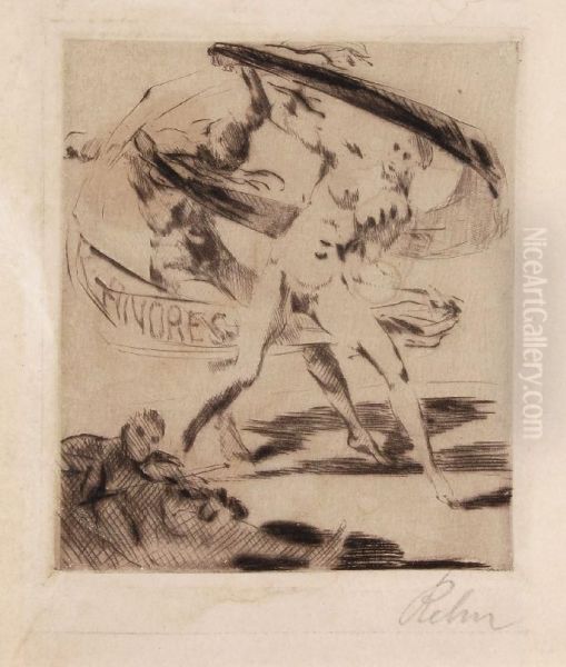 Exlibris Karl Andres Oil Painting by Walter Richard Rehn