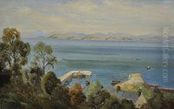 West Coast Harbour Scene Oil Painting by George Melvin Rennie