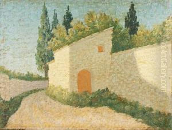 Paesaggio Con Casa Oil Painting by Don Angelo Rescalli