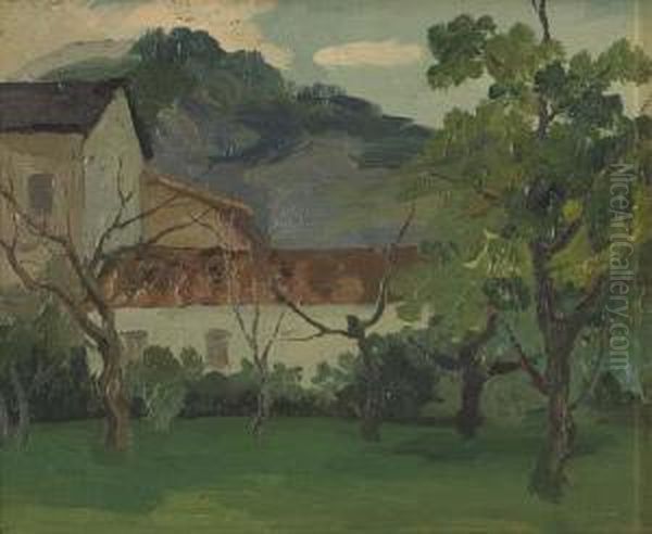 Cascinale In Campagna Oil Painting by Don Angelo Rescalli