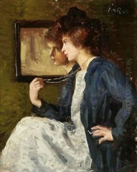 Seated Figure Before A Mirror Oil Painting by John Hubbard Rich