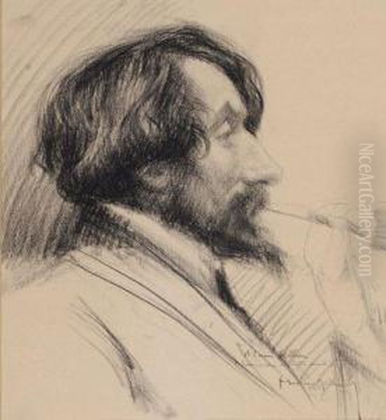 Portrait Du Peintre Eugene Viala Oil Painting by Tristan Richard