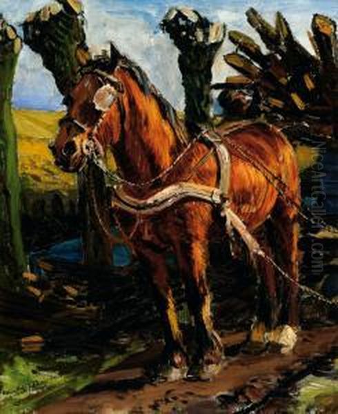 A Horse And Cart Oil Painting by Marius J. Richters