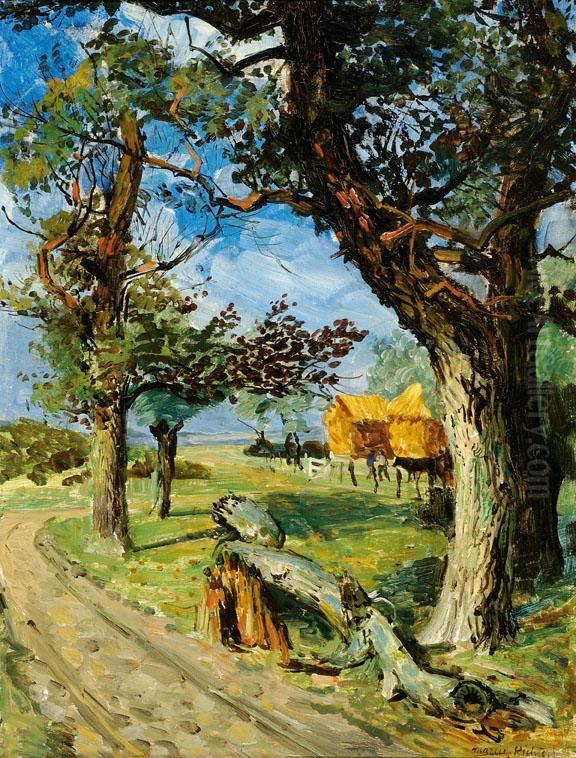 A Country Road Oil Painting by Marius J. Richters