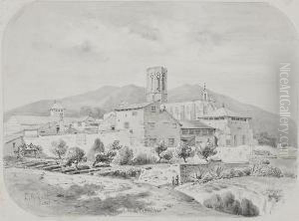 Monasterio De Pedralbes Oil Painting by Luis Rigalt Y Farriols