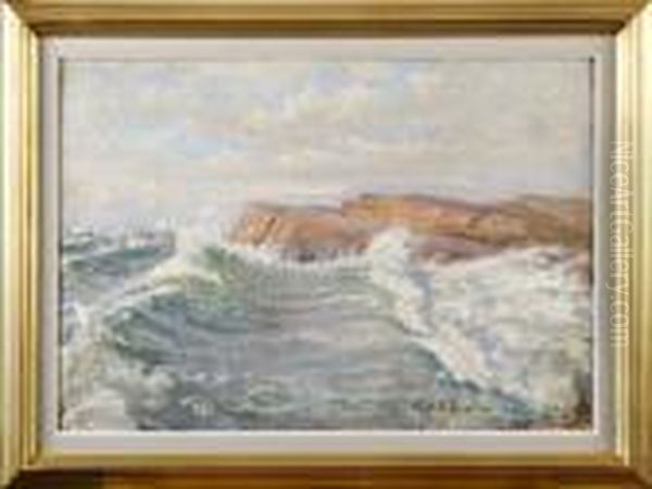 Kustmotiv Oil Painting by Algot Viktor Ringstrom