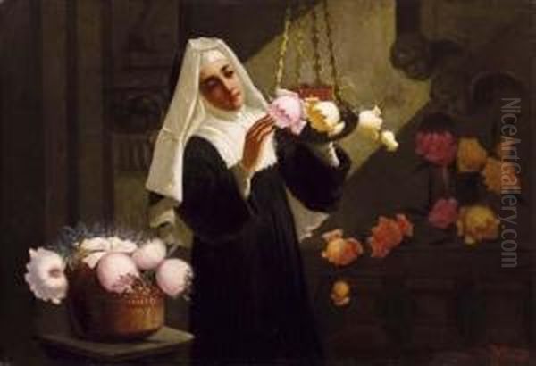 Nel Convento Oil Painting by Virgilio Ripari