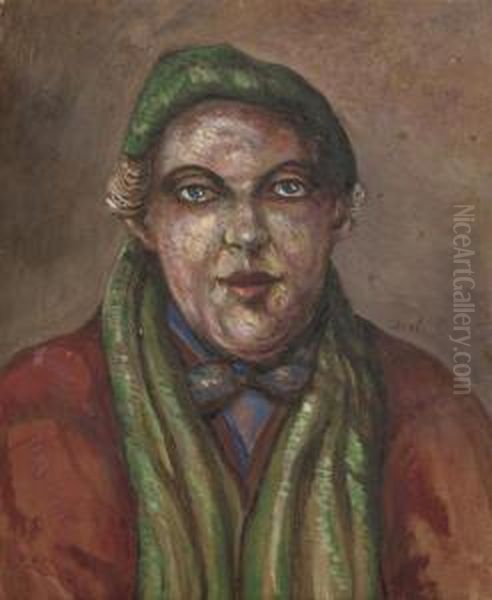 Portrait D'un Homme A L'echarpe Verte Oil Painting by Nikolaj Pavlovic Rjabusinskij