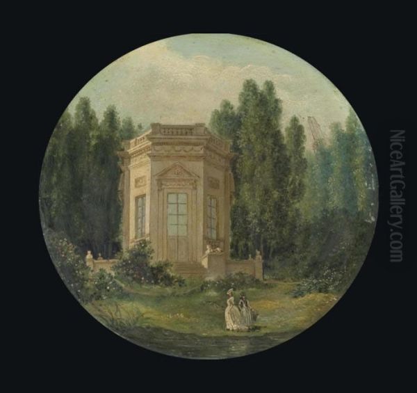 Les Jardins Du Petit Trianon Avec Le Belvedere A Versailles Oil Painting by Hubert Robert
