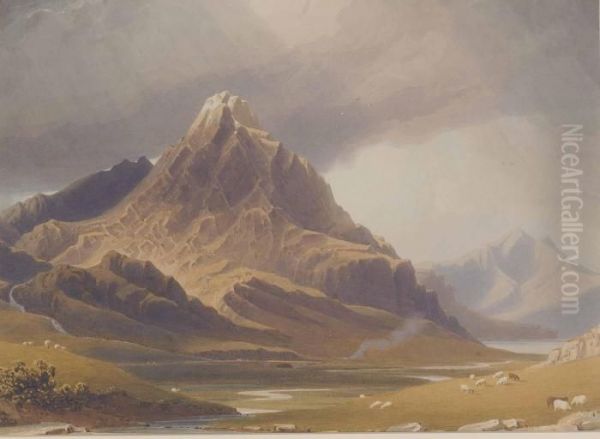 View Of Tryfan, North Wales Oil Painting by George Fennel Robson
