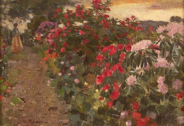 The Flower Border Oil Painting by William Robson
