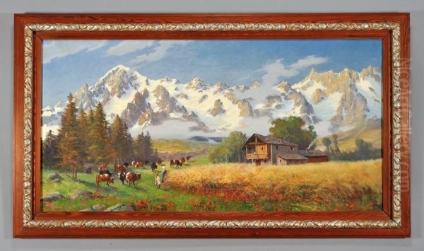 All'alpeggio Oil Painting by Leonardo Roda