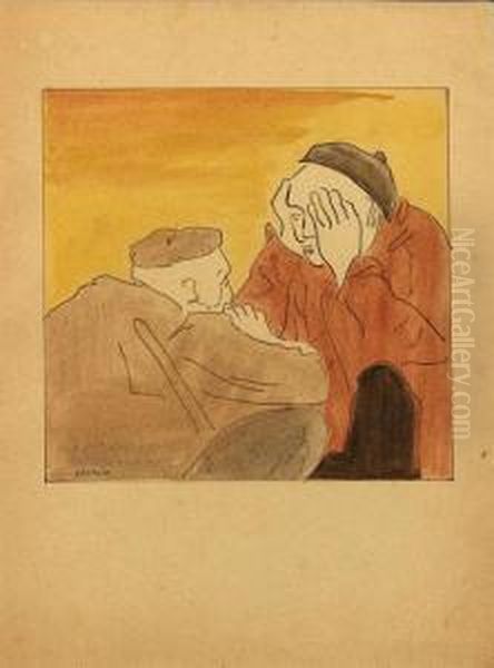Conversacion Oil Painting by Alfonso Rodriguez Castelao