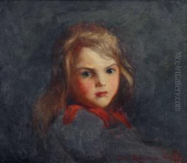 Flicka. Signerad Och A Tergo Daterad 1929. Duk, 36x41 Oil Painting by Gerda Roosval-Kallstenius