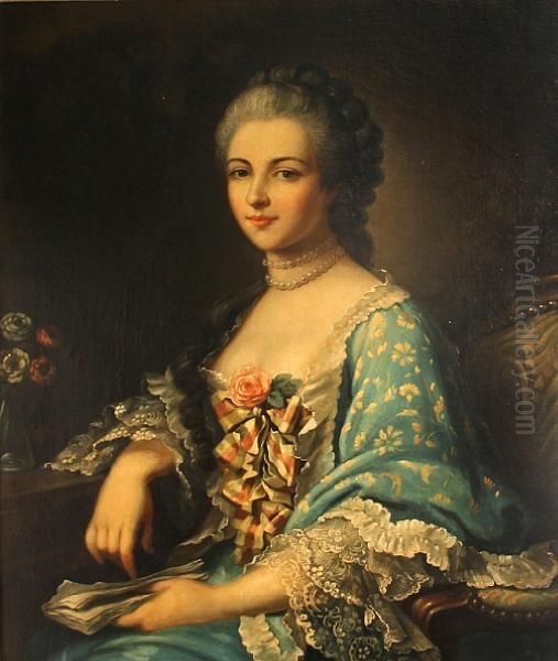 A Portrait Of A Lady Oil Painting by Alexander Roslin