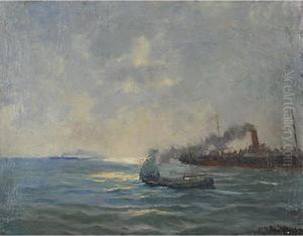 Marina Oil Painting by Romano Rossini