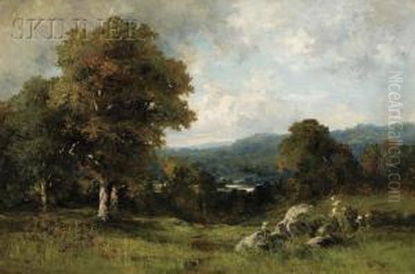 A Glimpse Of The Connecticut Oil Painting by Ernest C. Rost