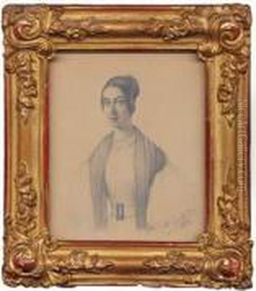 Portrait De Jeune Femme Oil Painting by Benjamin, Benjaim Roubaud