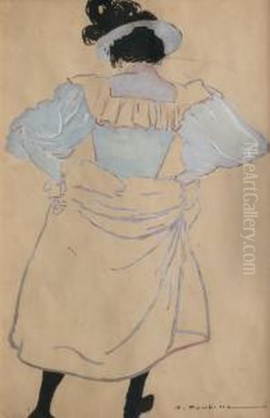 Femme De Dos Oil Painting by Auguste Roubille