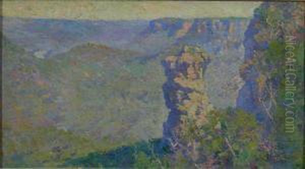 Orphan Rock, Blue Mountains Oil Painting by Anthony Datillo Rubbo