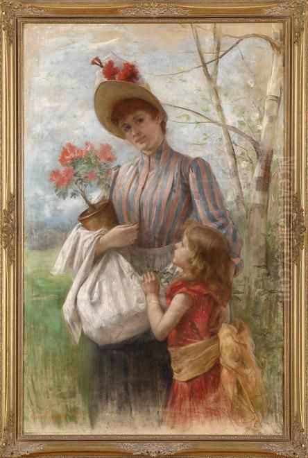 Junge Mutter Mit Tochter. Oil Painting by Tini Rupprecht