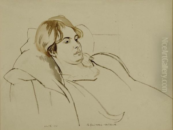 Portrait Sketch Of A Lady Oil Painting by Albert Rutherston