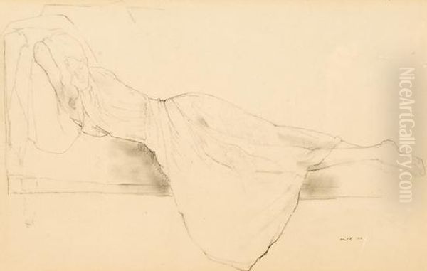 Reclining Woman Oil Painting by Albert Rutherston
