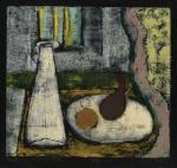 Fruit On A White Plate Oil Painting by Anne Ryan