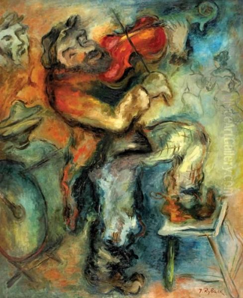 The Fiddler Oil Painting by Issachar ber Ryback